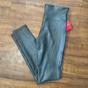 SPANX Gunmetal Faux Leather Leggings